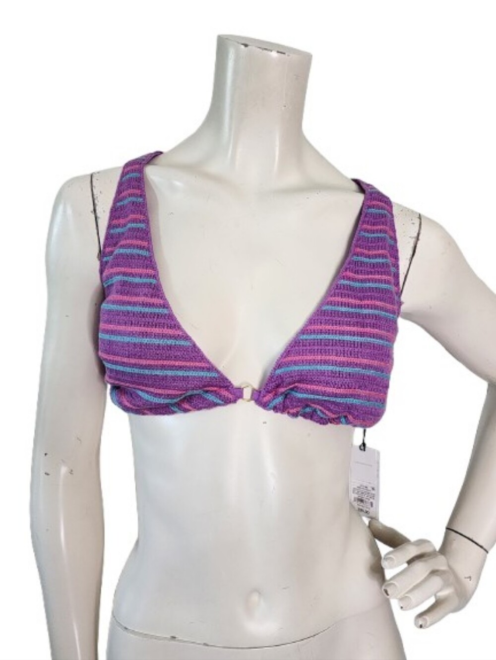 Shade & Shore Bikini Top Womens M Purple Triangle Crochet NEW